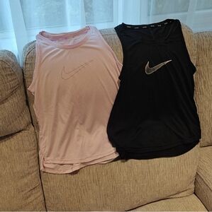 Nike Pink and Black Tank Tops